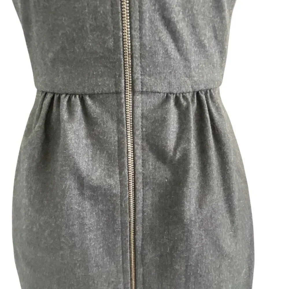 EUC! Theory Gray Wool Tank Full Front Zip Sheath Dress - Size 0 - Picture 5 of 11